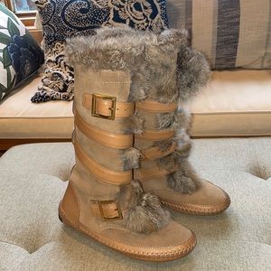 Tori Burch 7 genuine fur and leather boots. Insole is genuine shearling